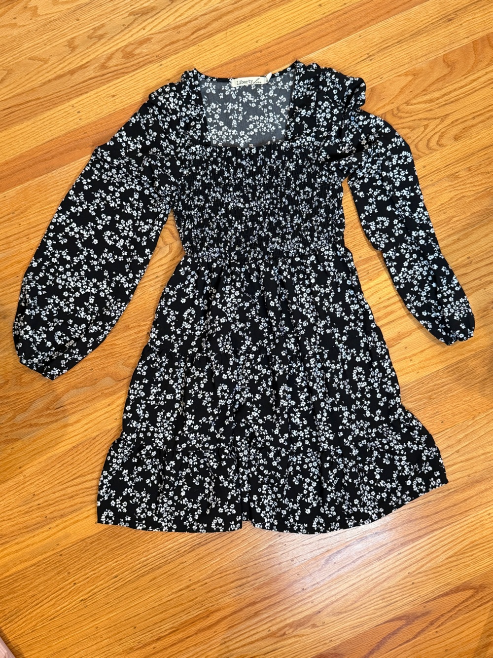 Black Floral Long Sleeve Mini Dress